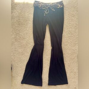 Pacsun Cheetah Print Foldover Flare Leggings